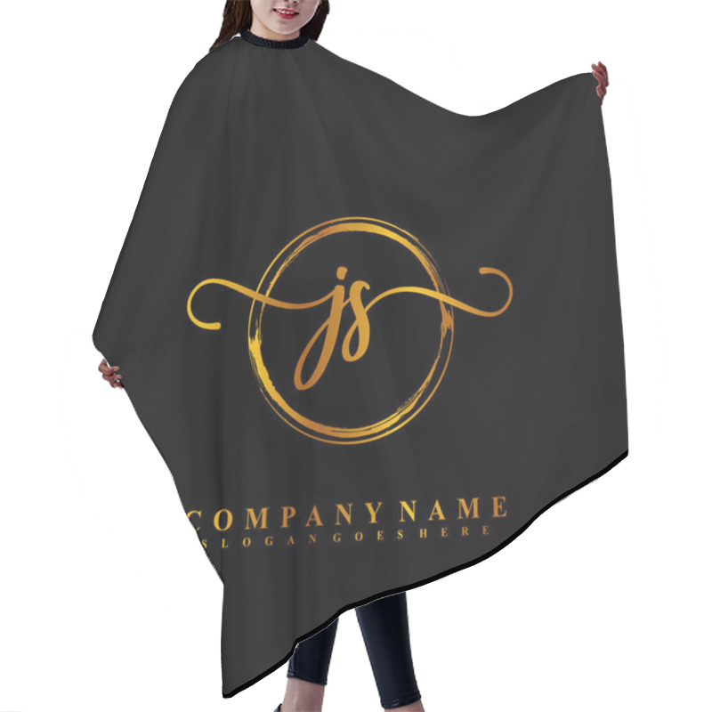 Personality  J S JS Initial Handwriting Logo Template Vector Hair Cutting Cape