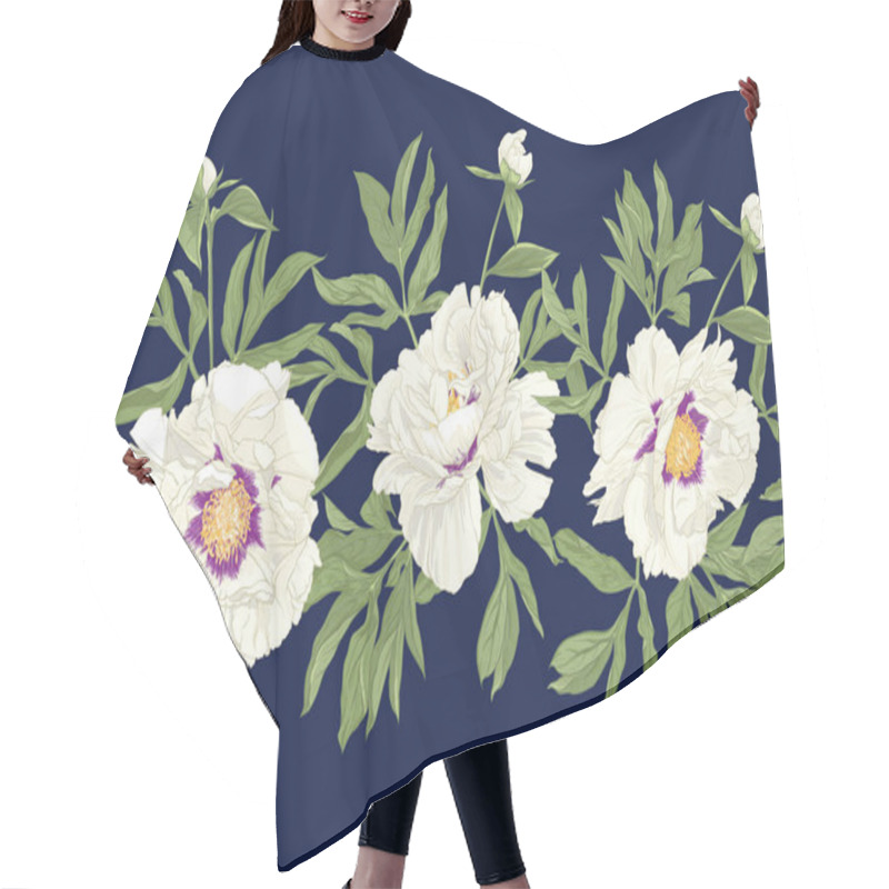 Personality  Peony Flower. Seamless Pattern, Background.  Hair Cutting Cape