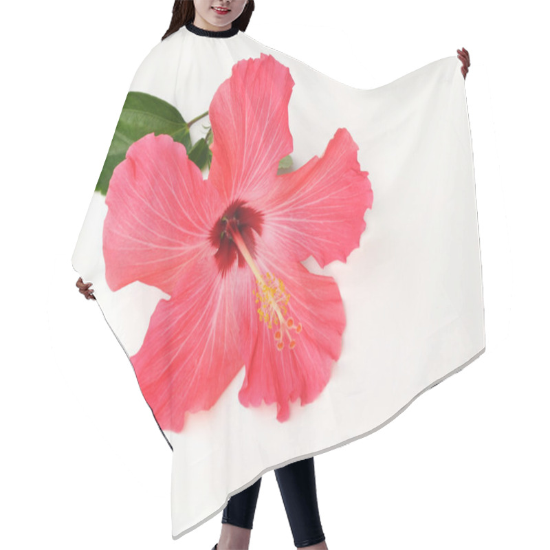 Personality  Coral Hibiscus Flower Hair Cutting Cape