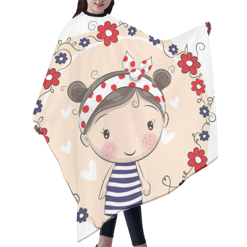 Personality  Cute Cartoon Girl And Flowers Hair Cutting Cape