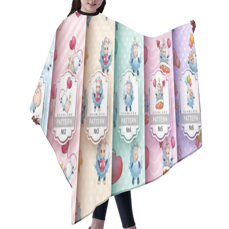 Personality  Set Lamb Seamless Pattern And Illustration Hair Cutting Cape