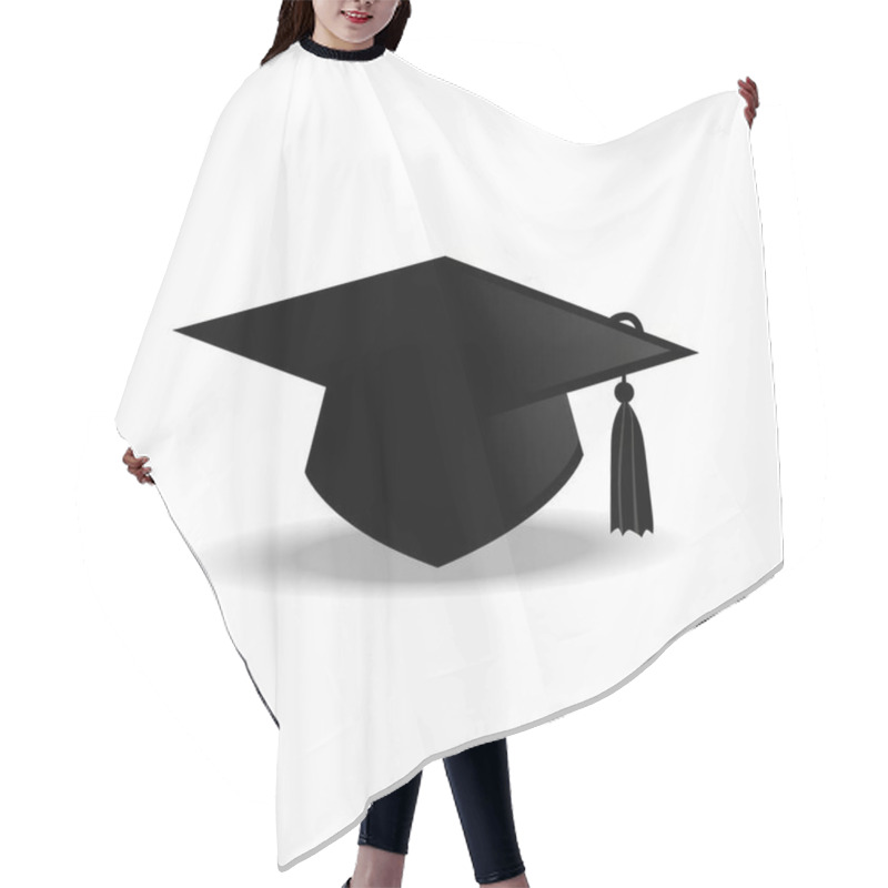 Personality  A Sleek Black Graduation Cap With A Tassel, Symbolizing Achievement And Celebration. Hair Cutting Cape