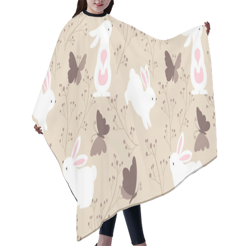 Personality  Cute Bunny In The Garden Seamless Pattern Hair Cutting Cape