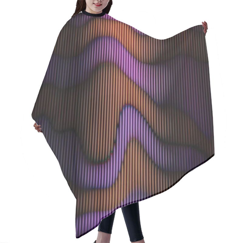 Personality  Abstract Vertical Lines With Vibrant Purple And Orange Waves Hair Cutting Cape