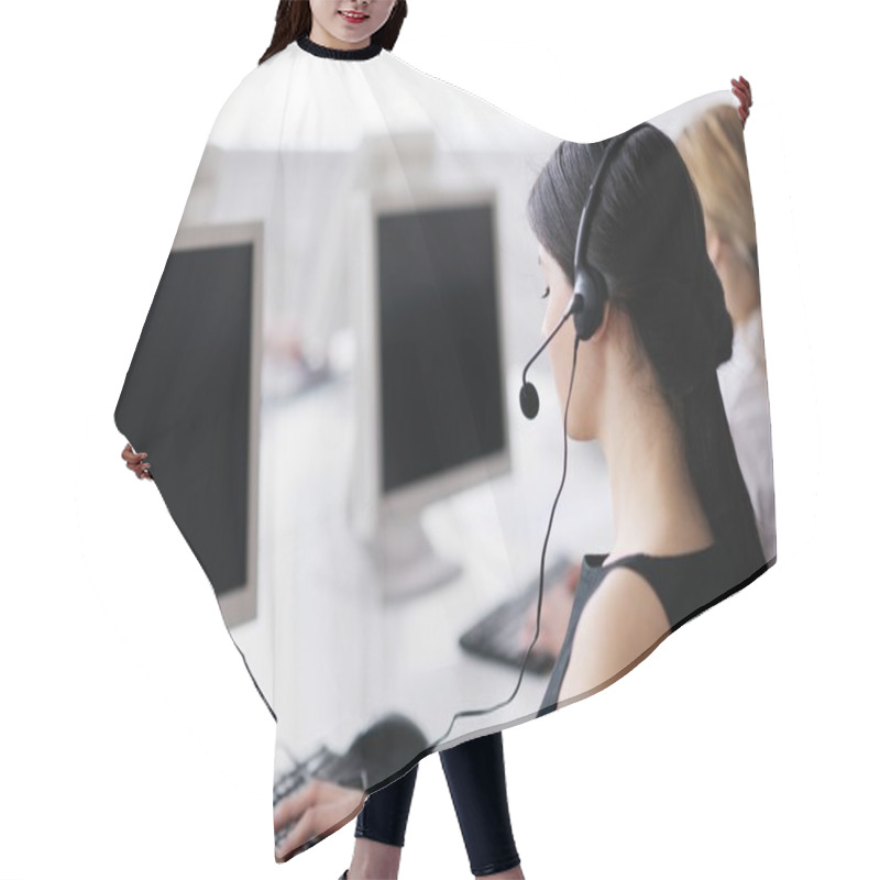 Personality  Business Group Working In Customer And Helpdesk Office Hair Cutting Cape