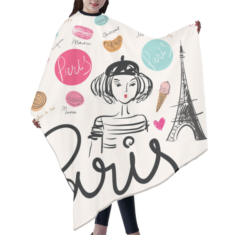 Personality  Hand Drawn Eiffel Tower Hair Cutting Cape