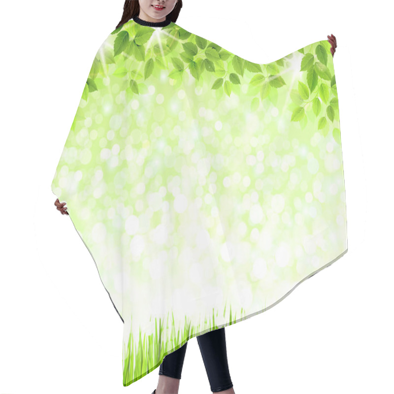 Personality  Summer Branch With Fresh Green Leaves Above The Glade Hair Cutting Cape