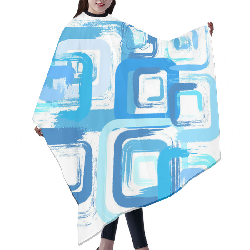 Personality  Blue Brush Squares On White Background Hair Cutting Cape