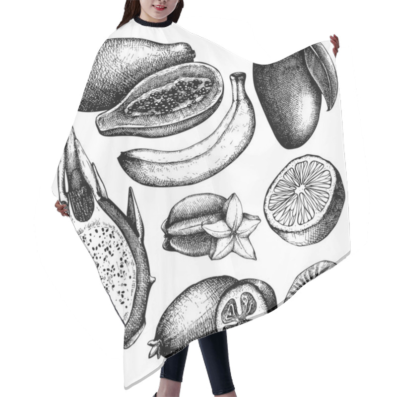 Personality  Hand Drawn Exotic Fruits Hair Cutting Cape