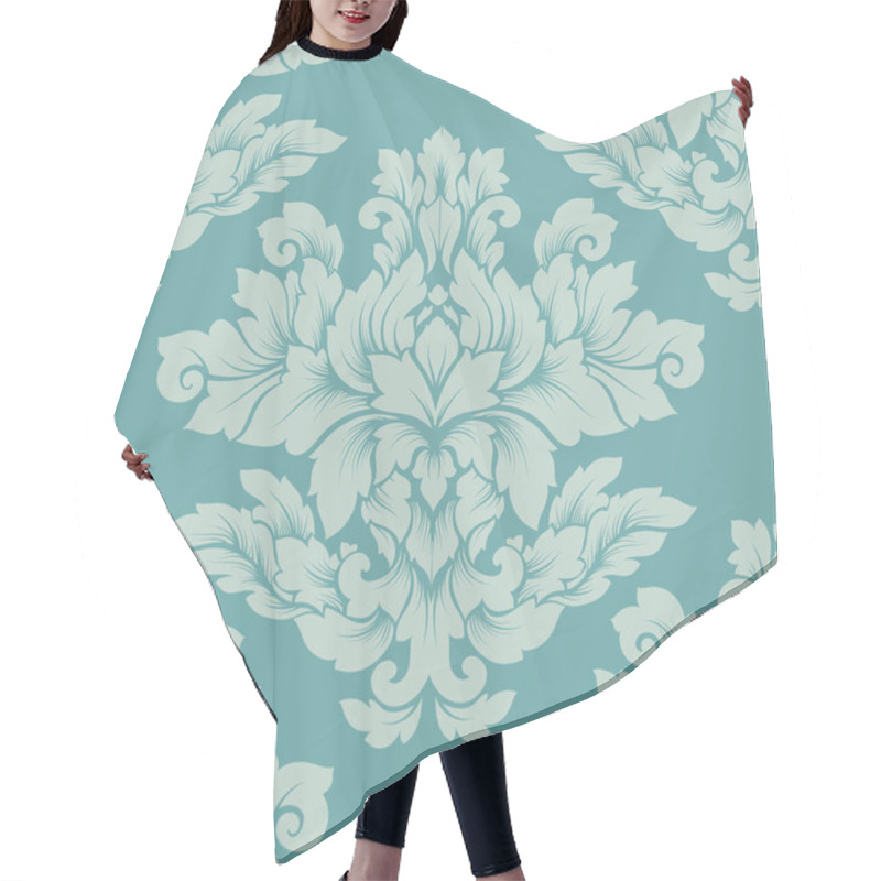 Personality  Damask Seamless Pattern Intricate Design. Luxury Royal Ornament, Victorian Texture For Wallpapers, Textile, Wrapping. Exquisite Floral Baroque Lacy Flourish Repeating Tile In Soft Pastel Turquoise Col Hair Cutting Cape