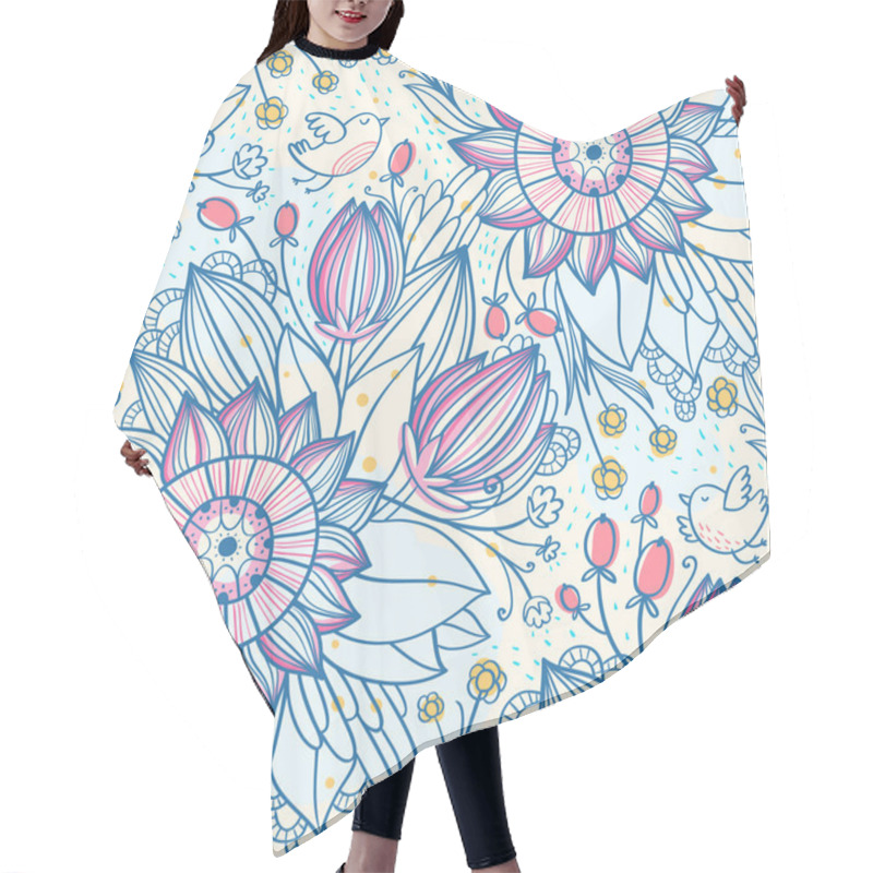 Personality  Decorative Floral Pattern Hair Cutting Cape