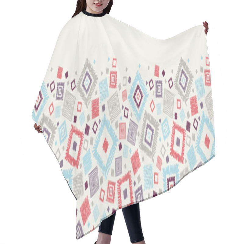 Personality  Textured Geometric Squares Horizontal Seamless Pattern Border Hair Cutting Cape