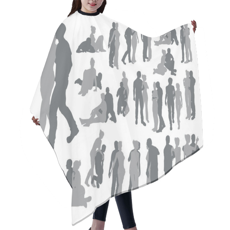 Personality  Highly Detailed Couple Silhouettes Hair Cutting Cape