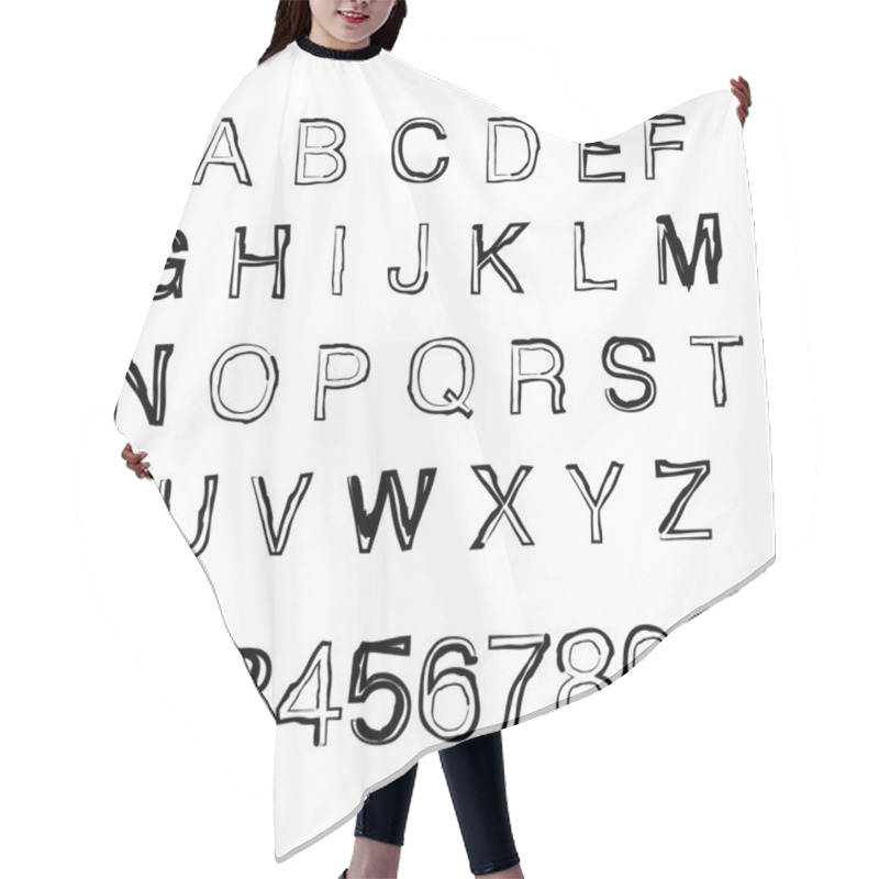 Personality  Illustration With Grunge Alphabet Hair Cutting Cape