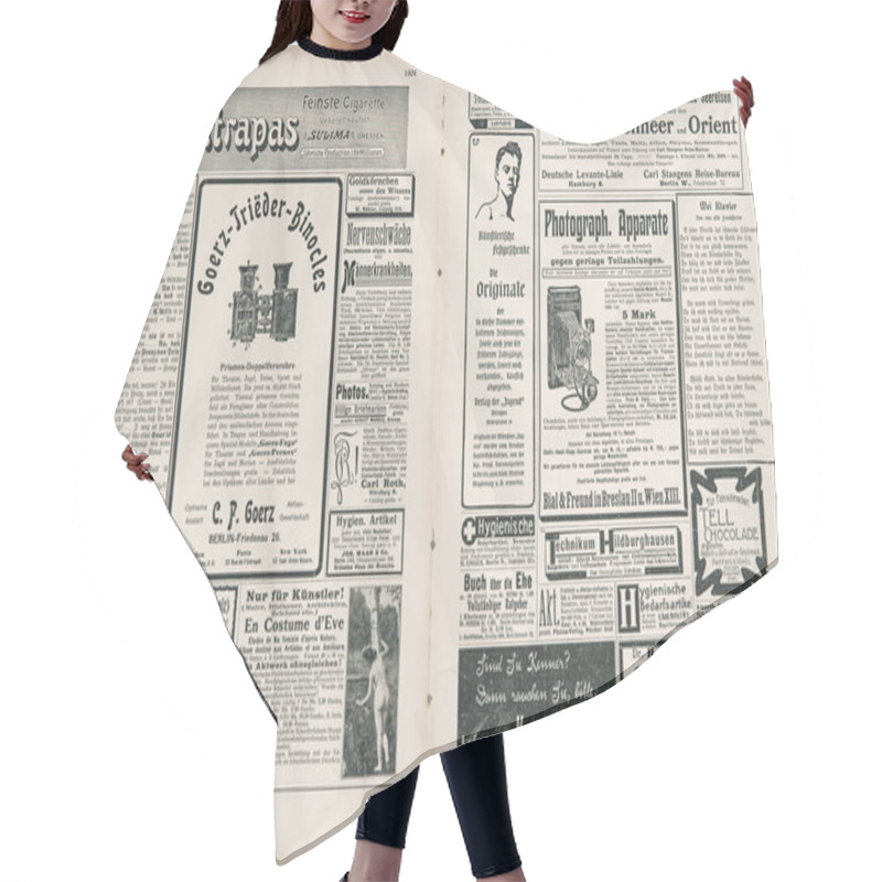 Personality  Newspaper Page With Antique Advertisement Hair Cutting Cape