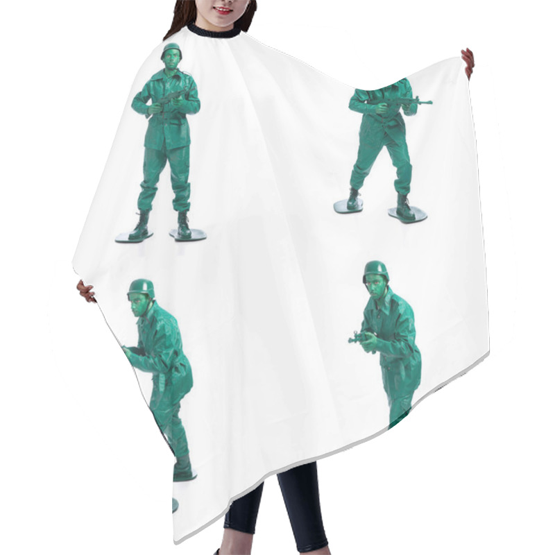 Personality  Four Man On A Green Toy Soldier Costume Hair Cutting Cape