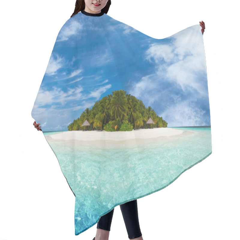 Personality  Tropical Island With White Sandy Beach Hair Cutting Cape