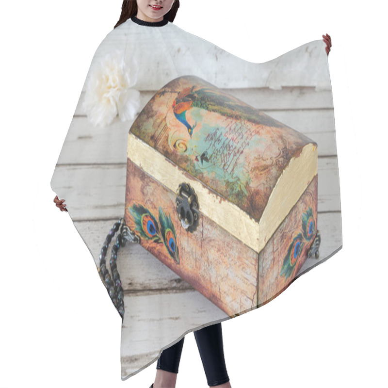 Personality  Decoupaged Jeqwellery Box Hair Cutting Cape