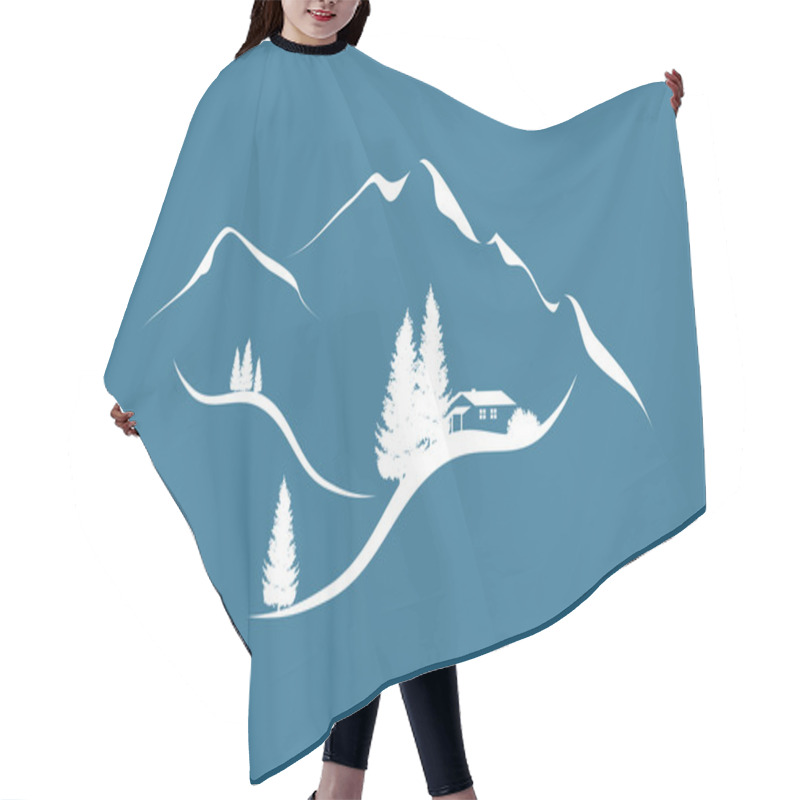 Personality  Winter Time In Mountain Landscape With Hut And Firs Hair Cutting Cape