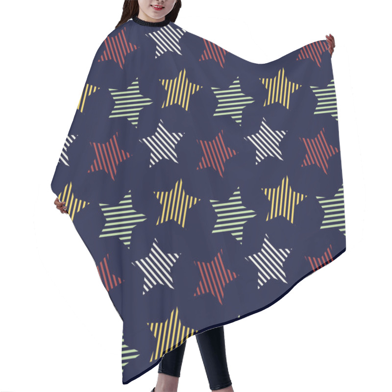 Personality  Festive Design Stars And Stripes Seamless Pattern On Dark Blue Background Hair Cutting Cape