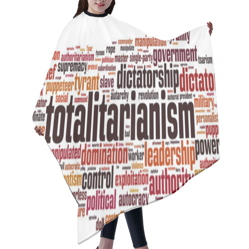 Personality  Totalitarianism Word Cloud Concept. Vector Illustration Hair Cutting Cape