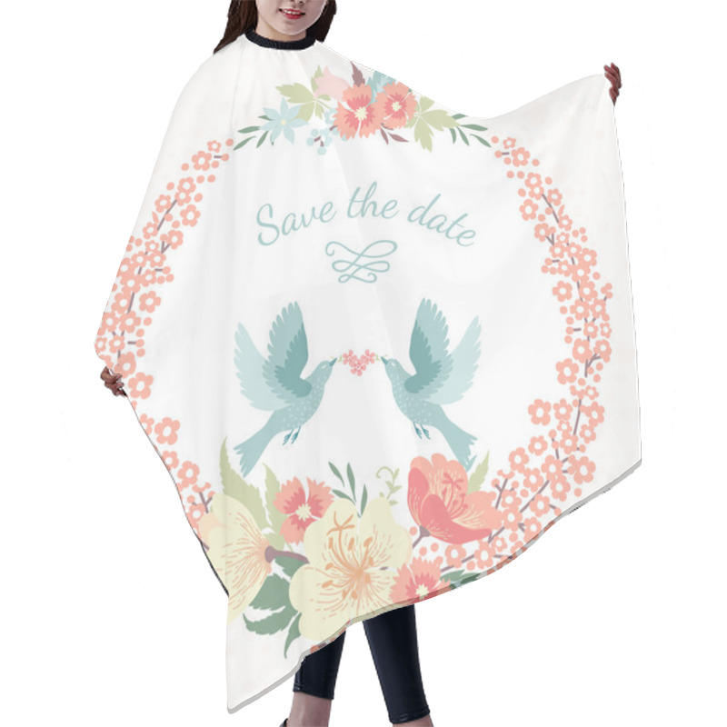 Personality  Frame With Birds And Flowers. Hair Cutting Cape