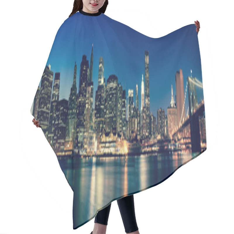 Personality  New York - View Of Manhattan Skyline By Night Hair Cutting Cape