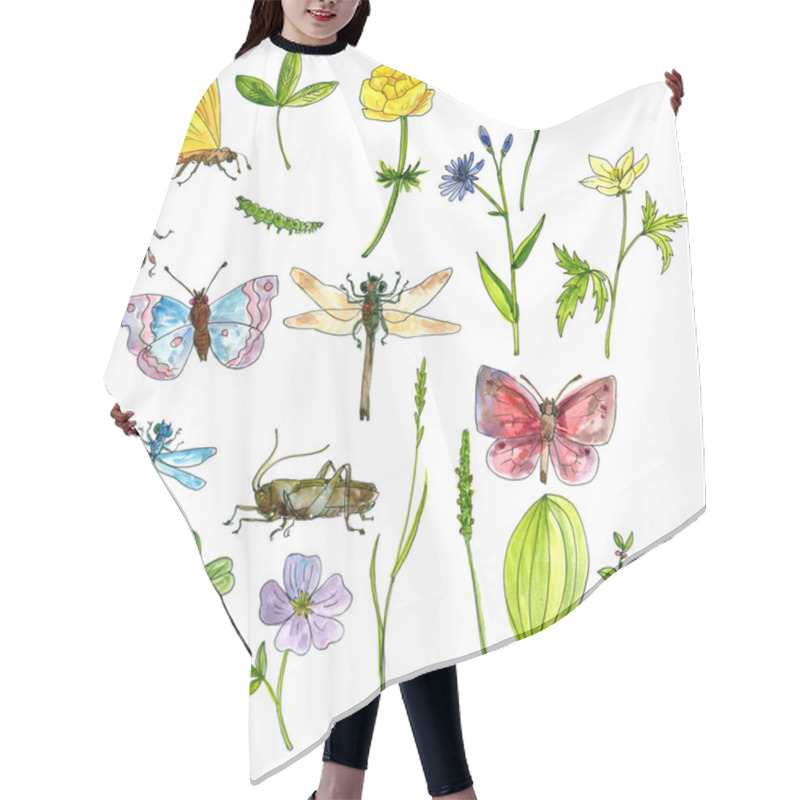 Personality  Big Set Of Meadow Objects Hair Cutting Cape