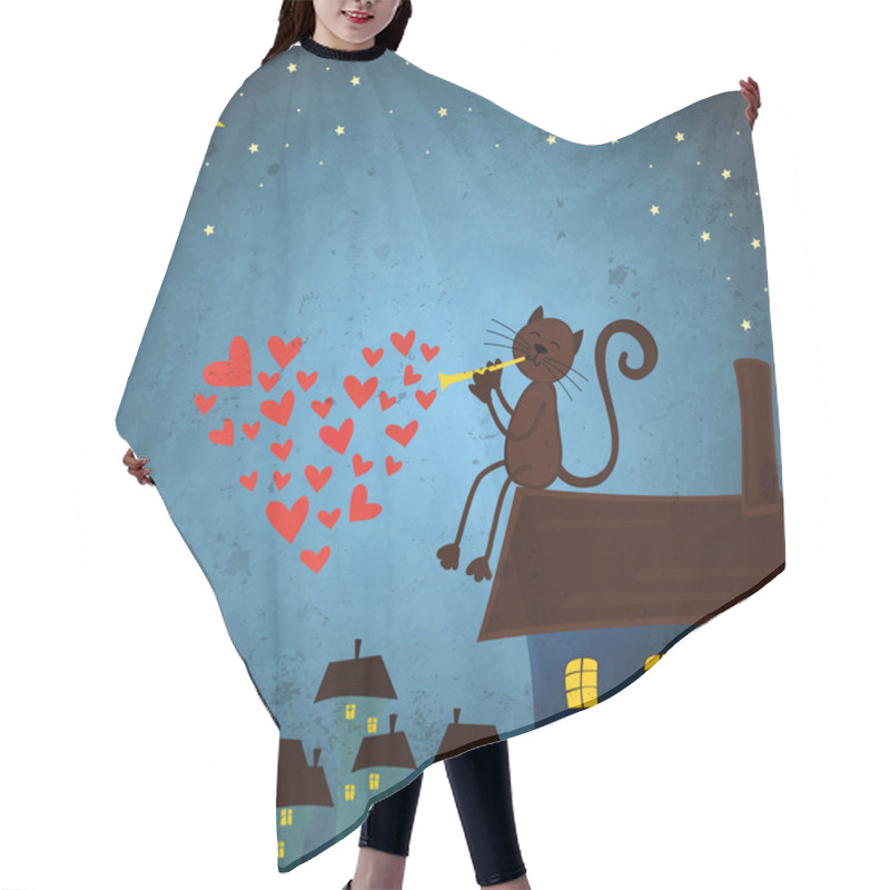 Personality  Valentines Day Background With Cat And Heart Hair Cutting Cape