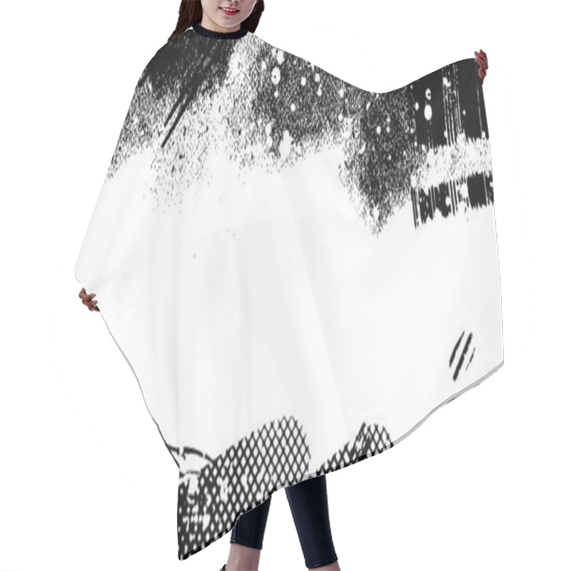 Personality  Vector Layered Illustration Of Abstract Grunge Halftone Black And White Distressed Background Hair Cutting Cape