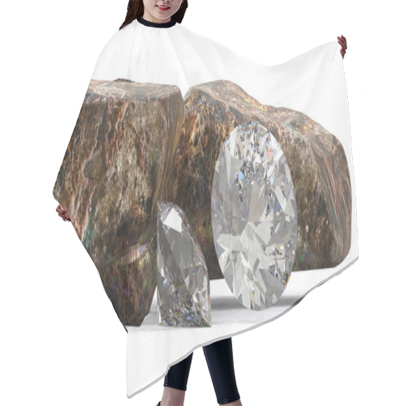 Personality  Brilliant Diamonds And Rocky Boulders 3d Illustration Hair Cutting Cape