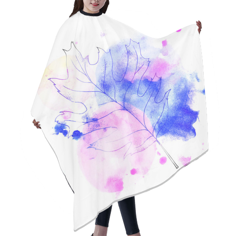 Personality  Black Hand-drawn Leaf Hair Cutting Cape