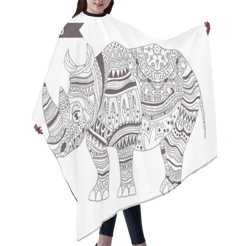 Personality  Rhino. Vector Isolated Illustration Hair Cutting Cape