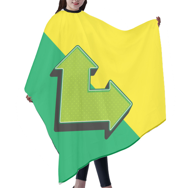 Personality  Arrows Angle Pointing Up And Right Green And Yellow Modern 3d Vector Icon Logo Hair Cutting Cape