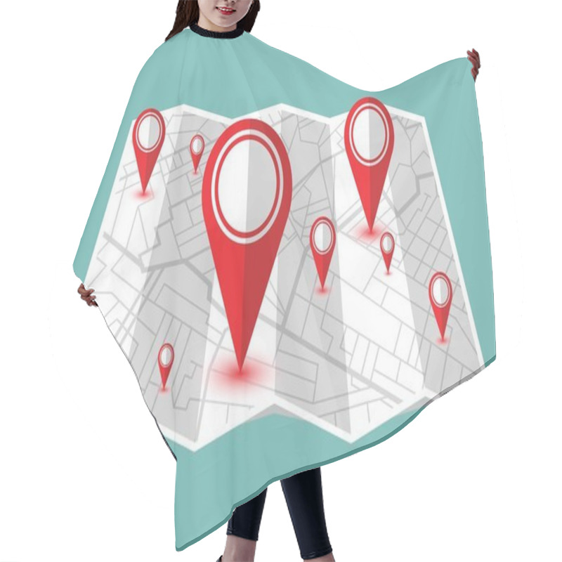 Personality  Pin In Showing Location On Gps Navigator Map. Vector Illustration Hair Cutting Cape