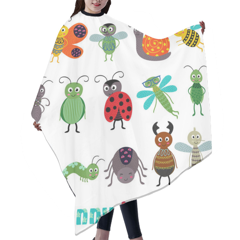 Personality  Set Of Isolated With Funny Insect Hair Cutting Cape