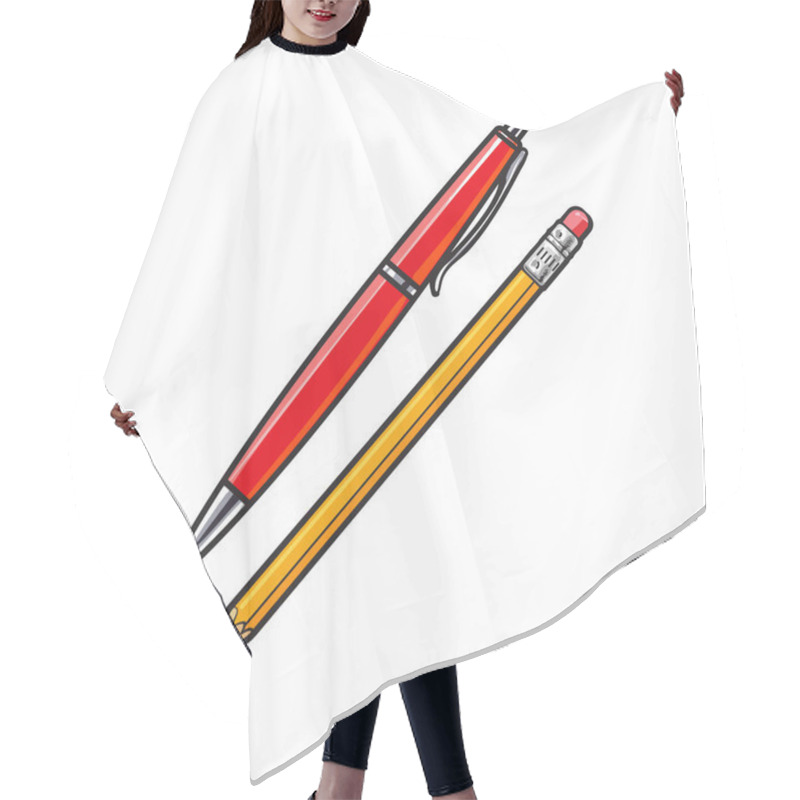 Personality  Simple Hand Drawn Ball Point Pen And Pencil, Office Supplies Hair Cutting Cape