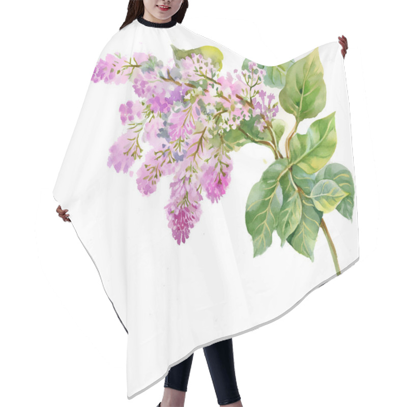 Personality  Purple Lilac Branch Hair Cutting Cape