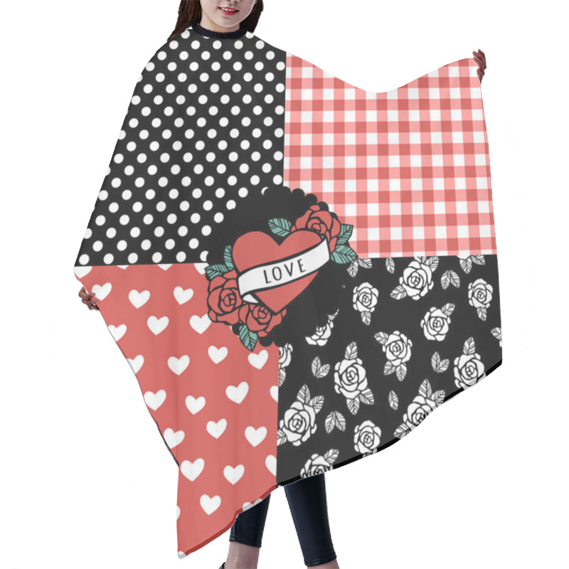 Personality  Set Of Seamless Patterns Hair Cutting Cape