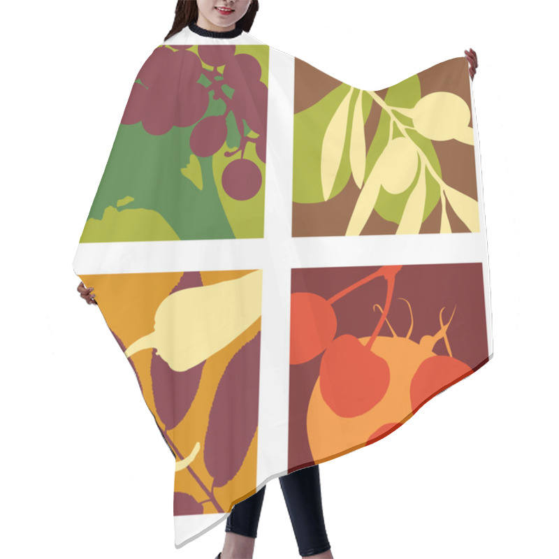 Personality  Modern Abstract Vector Fruit And Vegetable Designs Hair Cutting Cape