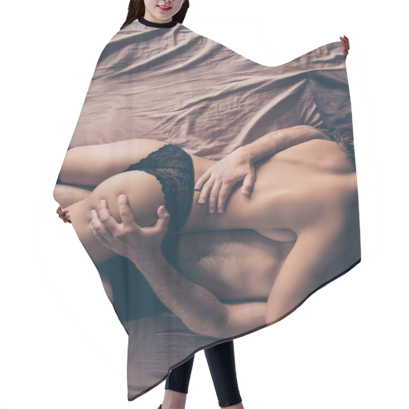 Personality  High Angle View Of Passionate Young Couple In Bed, So Naughty, H Hair Cutting Cape