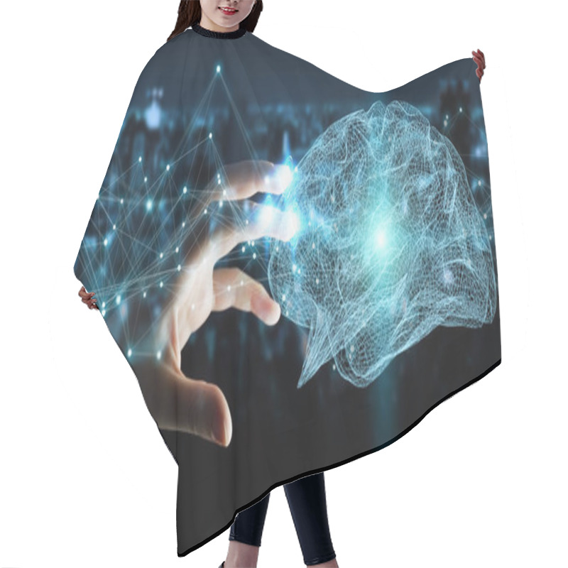 Personality  Businesswoman Using Digital X-ray Human Brain Interface 3D Rende Hair Cutting Cape