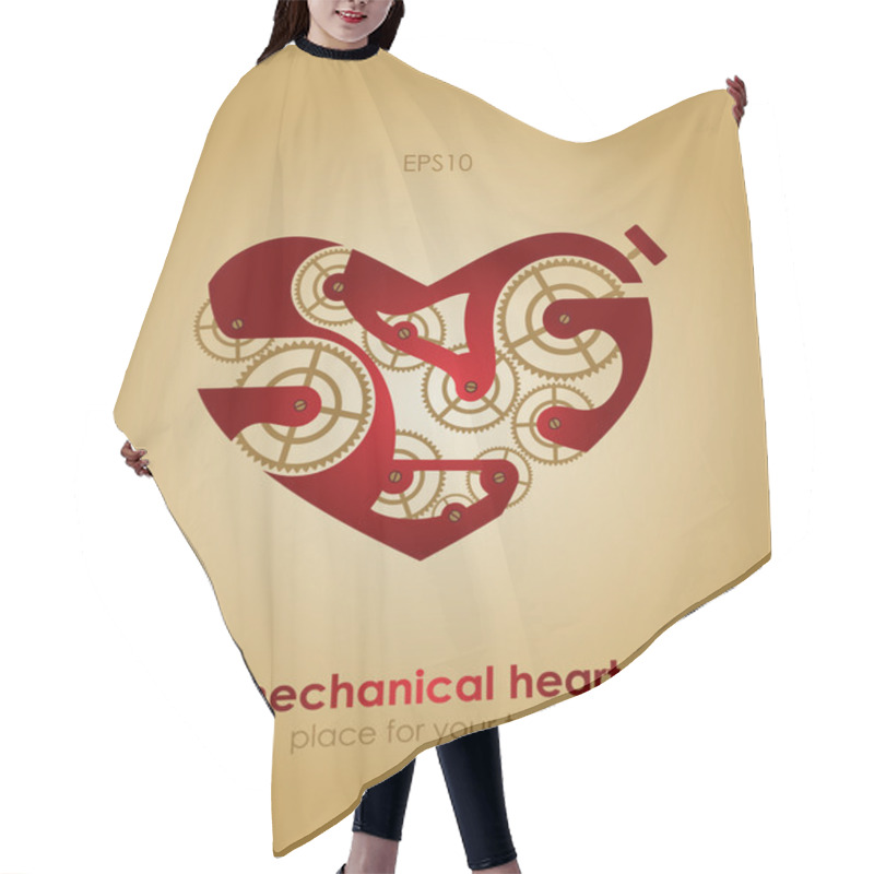 Personality  Mechanical Heart. Vector Illustration. Hair Cutting Cape