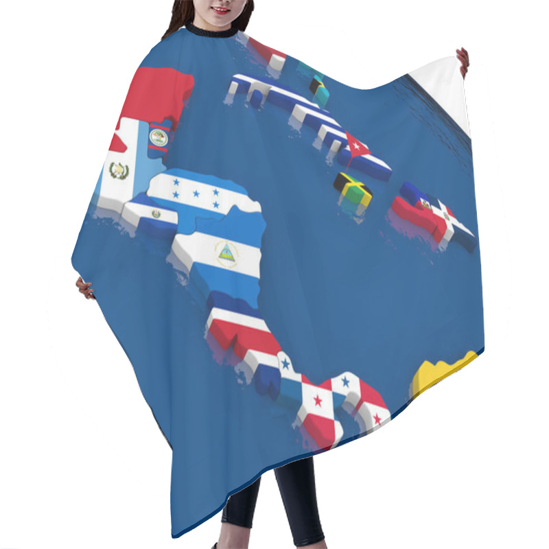 Personality  Central America On 3D Map With Flags Hair Cutting Cape