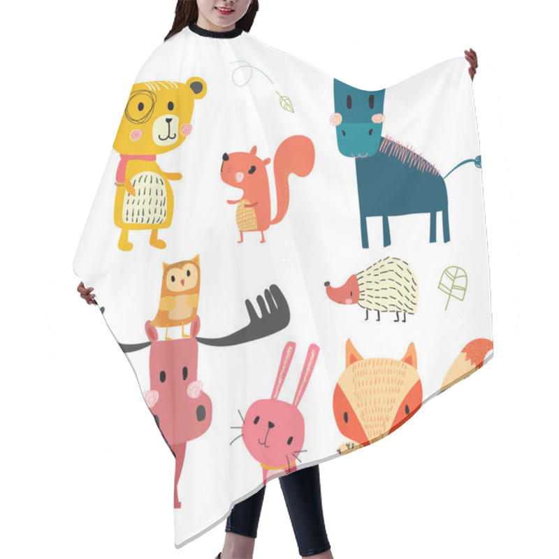 Personality  Hand Drawn Wild Animal Cute Character Collection Hair Cutting Cape