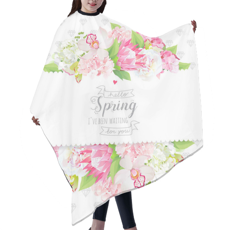 Personality  Spring Flowers And Leaves Horizontal Vector Design Card Hair Cutting Cape