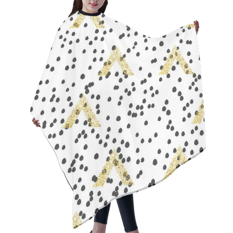 Personality  Gold Geometric Triangles With Black Dots  Hair Cutting Cape