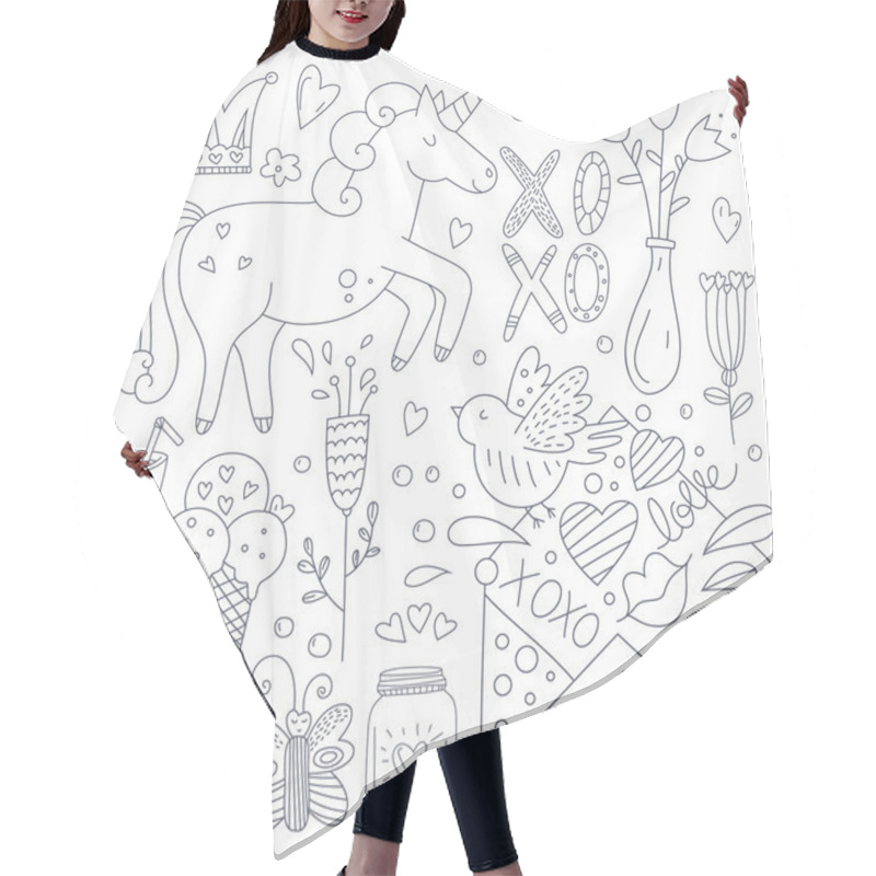 Personality  Valentines Day Doodle Collection Hair Cutting Cape