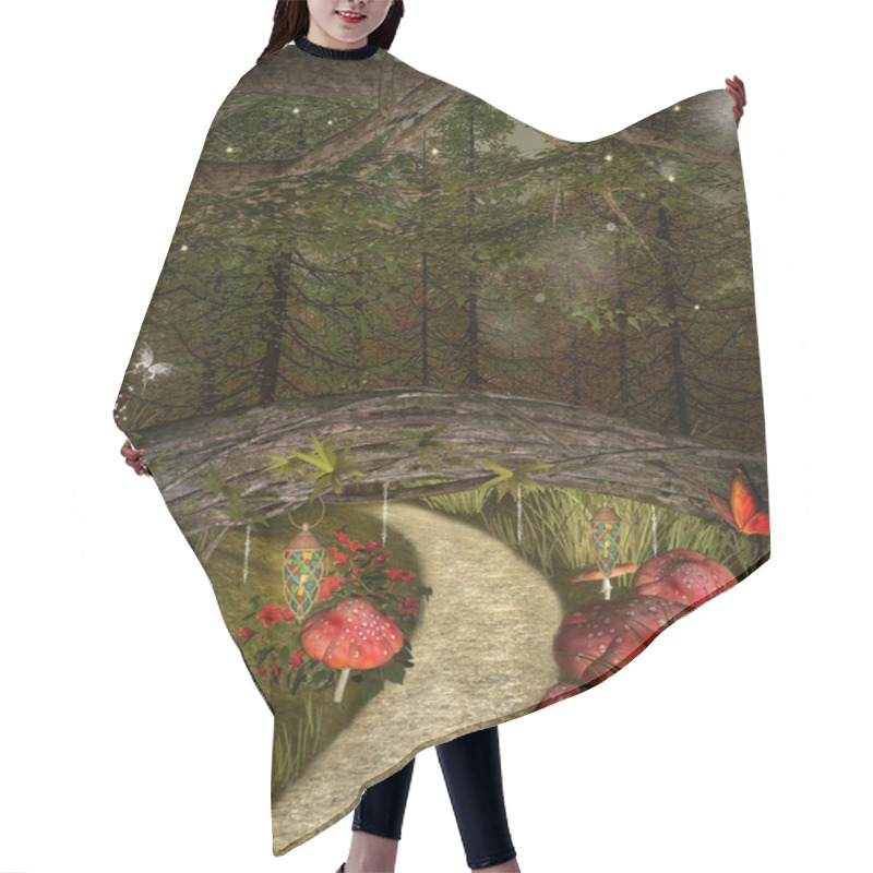 Personality  Pathway Under The Bridge With Red Magic Mushrooms Hair Cutting Cape