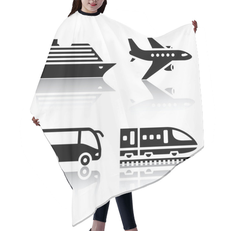 Personality  Set Of Transport Icons - Tourist Transport Hair Cutting Cape